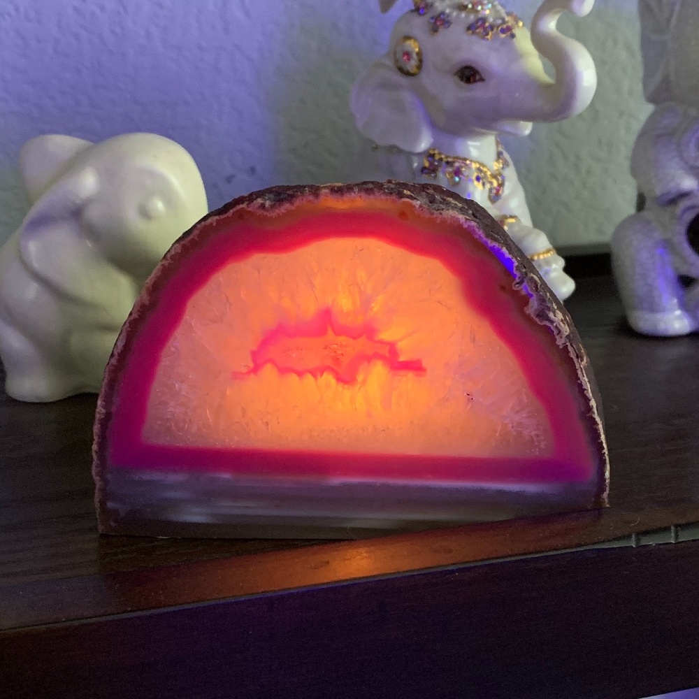 SOLD -  Pink Agate Candle Holder w/ Tea Light